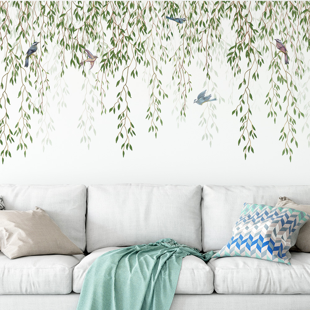 M169 Green Leaf Bird Plant  Wa - đánh giá và giá Pvc Panel Background