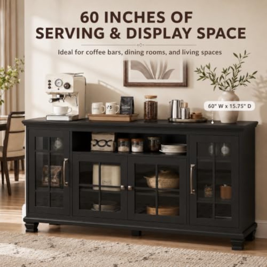 60-Inch Sideboard Buffet with  - đánh giá và giá Glass Door Hinge